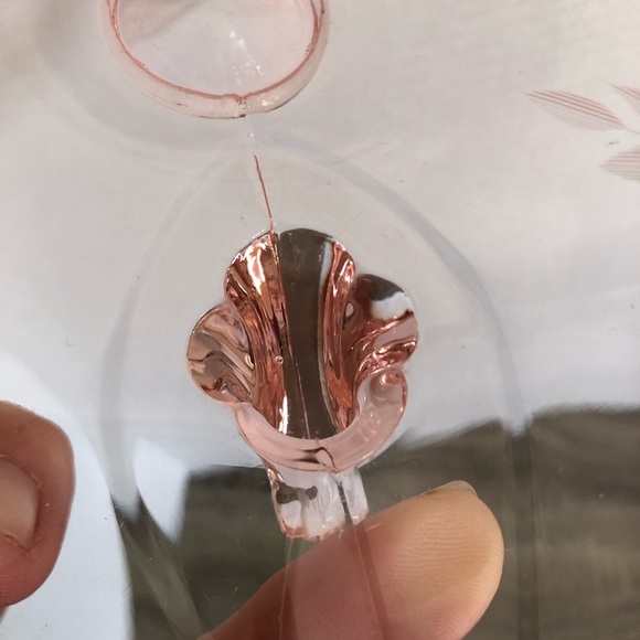 Vtg Pink Glass Footed Serving Tray - Picture 11 of 13